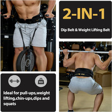Load image into Gallery viewer, 2-in-1 Weightlifting Belt & Dip Belt with Quick-Release Aluminum Buckle